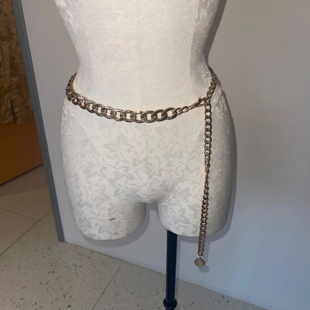 Vince Camuto Womens Belt One Size Gold Toned Chain Lobster Claw Waist